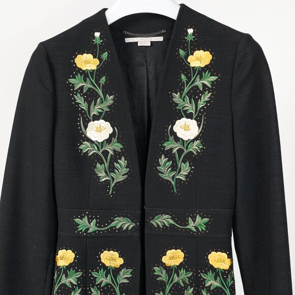 Stella McCartney Resort 2017 Black Wool Rhinestone Floral-Embroidered Blazer - Picture 4 of 13